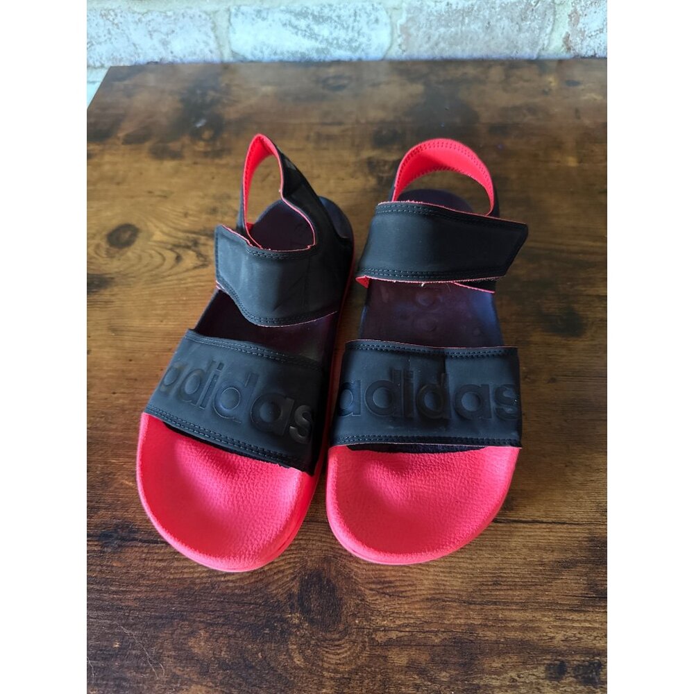 Adidas Womens Black & Pink Adjustable Sandals With Velcro Straps Size 7